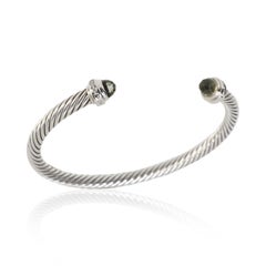 David Yurman Sterling Silver Prasiolite and Diamond Cable Classic Bracelet