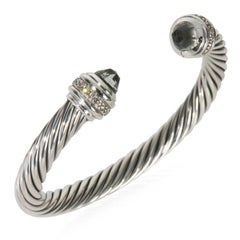David Yurman Sterling Silver Prasiolite and Diamond Cable Classic Bracelet