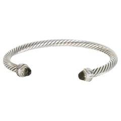 David Yurman Sterling Silver Prasiolite and Diamond Cable Classic Bracelet