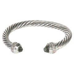 David Yurman Sterling Silver Prasiolite and Diamond Cable Classic Bracelet
