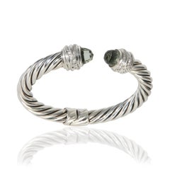 David Yurman Bracciale a cavo incrociato in argento 925 con prasiolite e diamanti