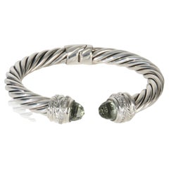 David Yurman Bracciale a cavo incrociato in argento 925 con prasiolite e diamanti