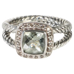 David Yurman Sterling Silver Prasiolite and Diamond Petite Albion Ring