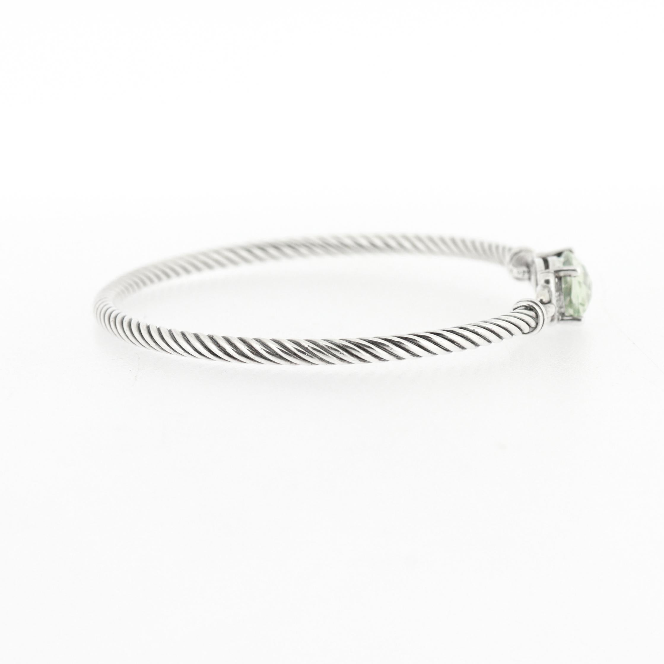 David Yurman Pulsera Wheaton de Plata de Ley, Prasiolita y Diamantes de 3 mm en venta 4