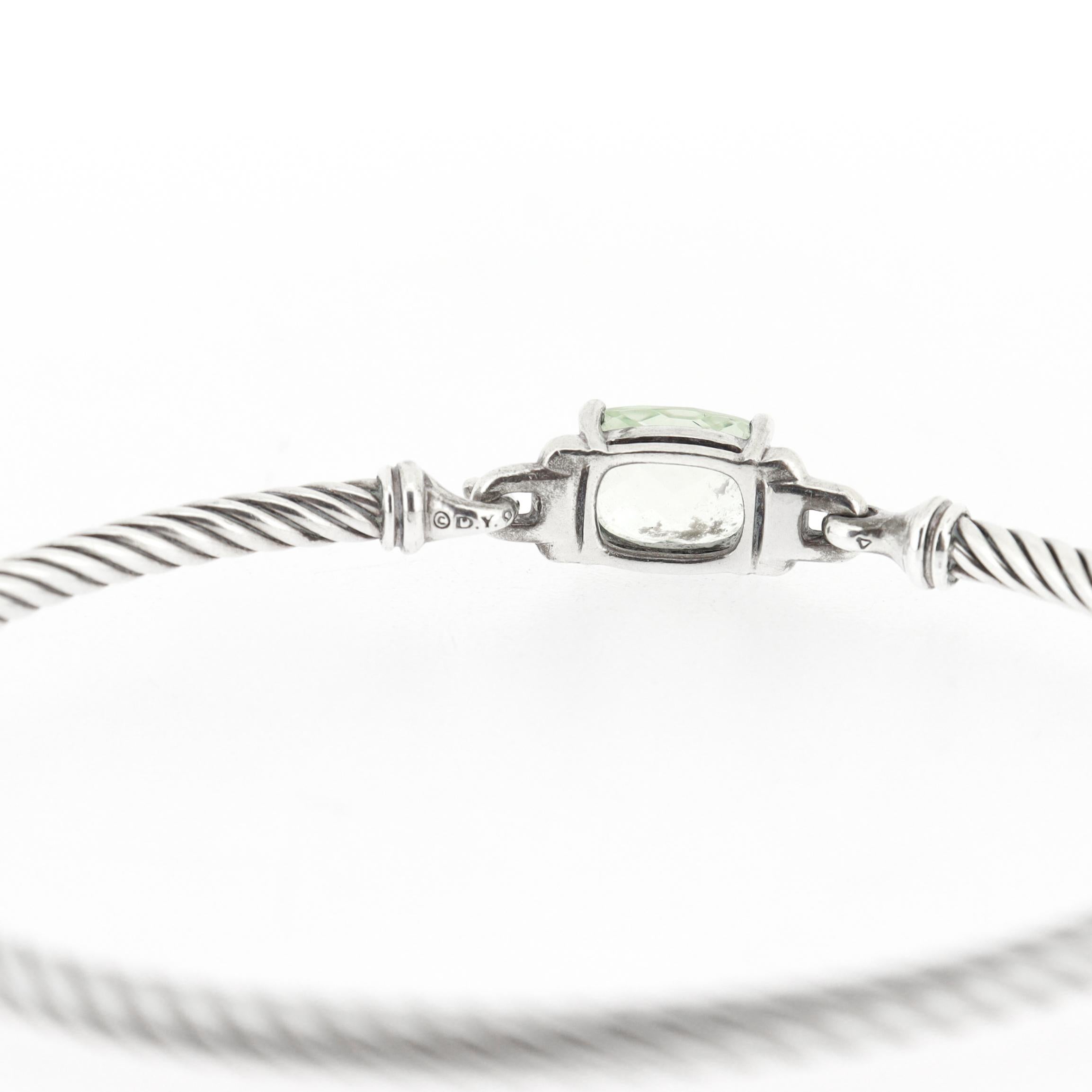 David Yurman Pulsera Wheaton de Plata de Ley, Prasiolita y Diamantes de 3 mm en venta 6