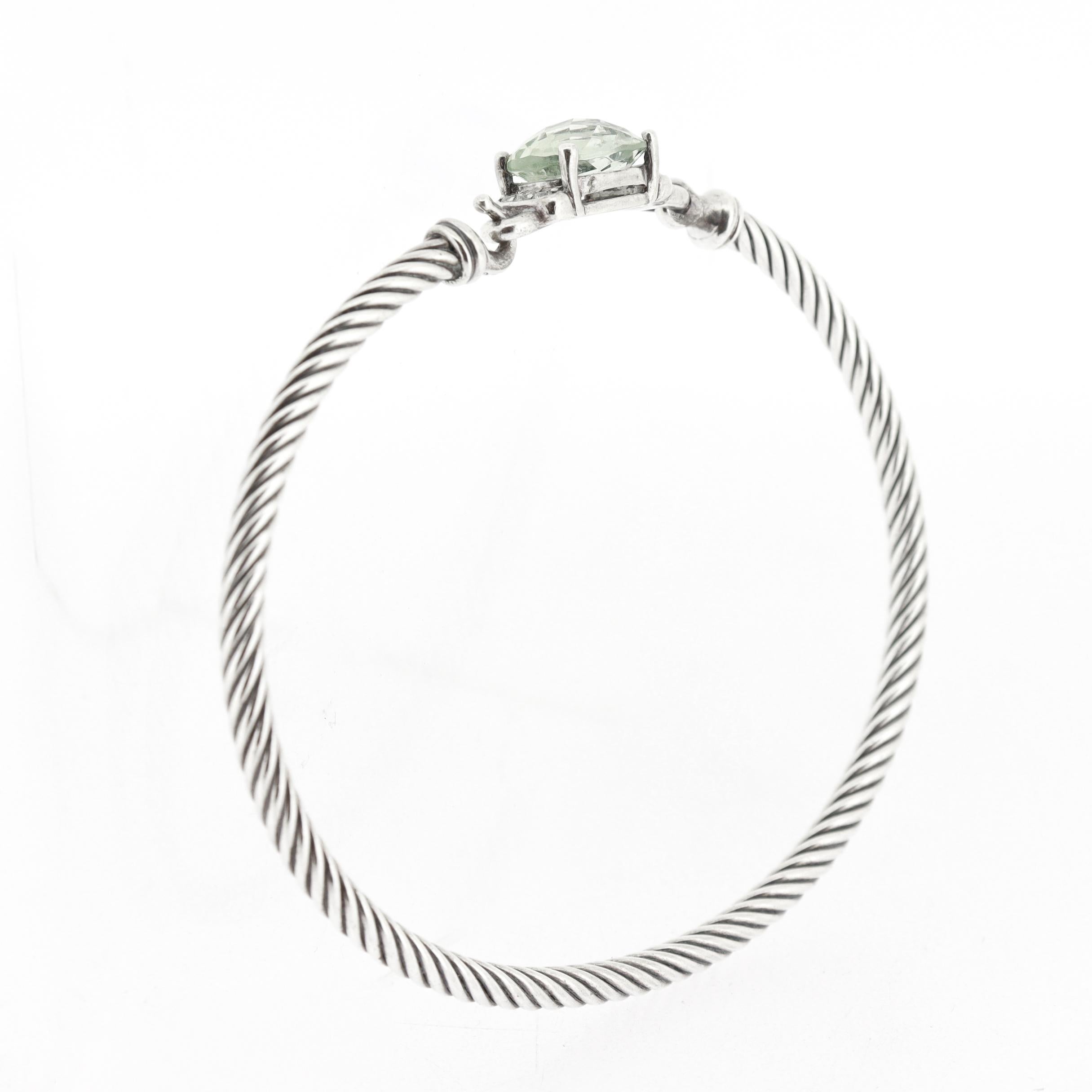 David Yurman Pulsera Wheaton de Plata de Ley, Prasiolita y Diamantes de 3 mm en venta 1