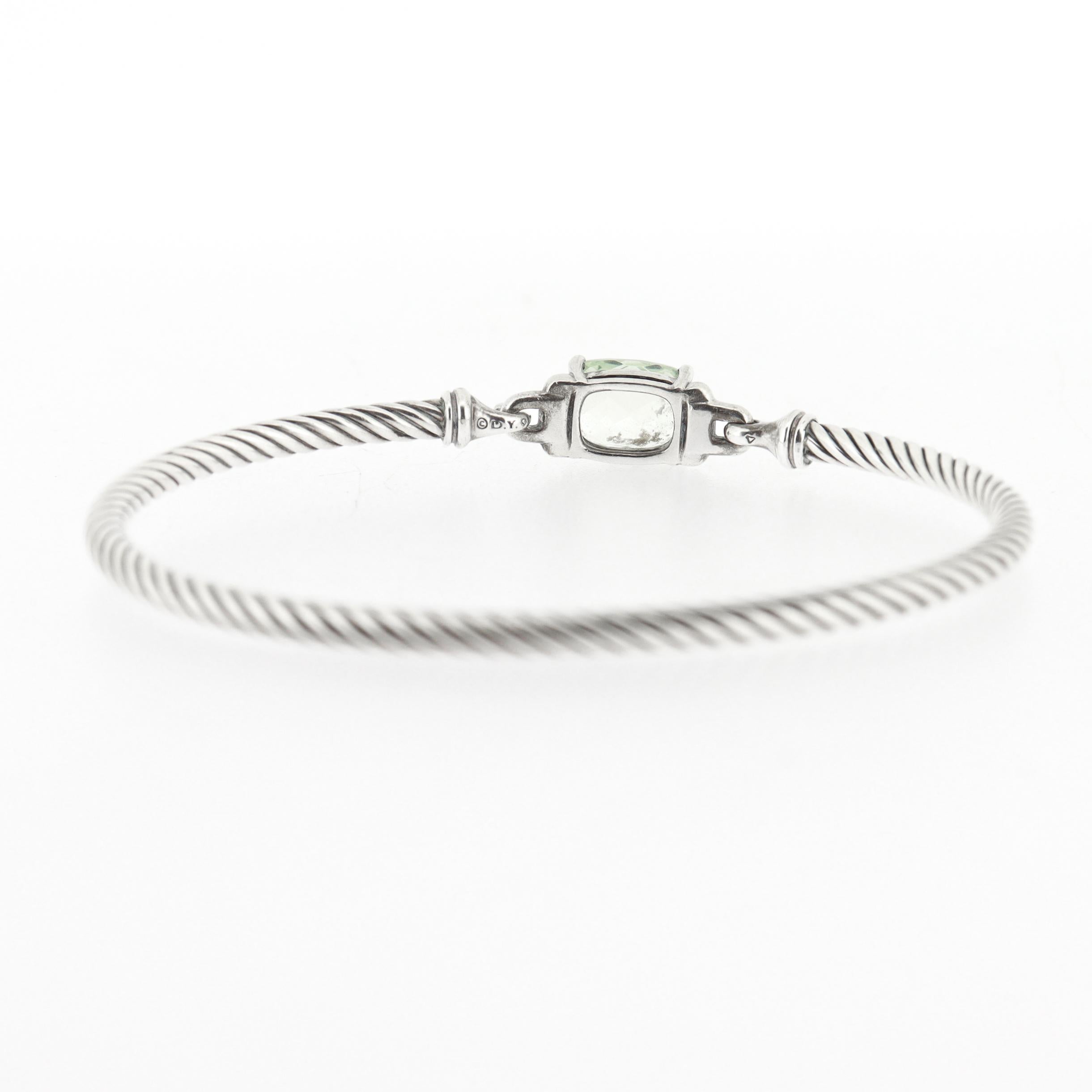 David Yurman Pulsera Wheaton de Plata de Ley, Prasiolita y Diamantes de 3 mm en venta 3