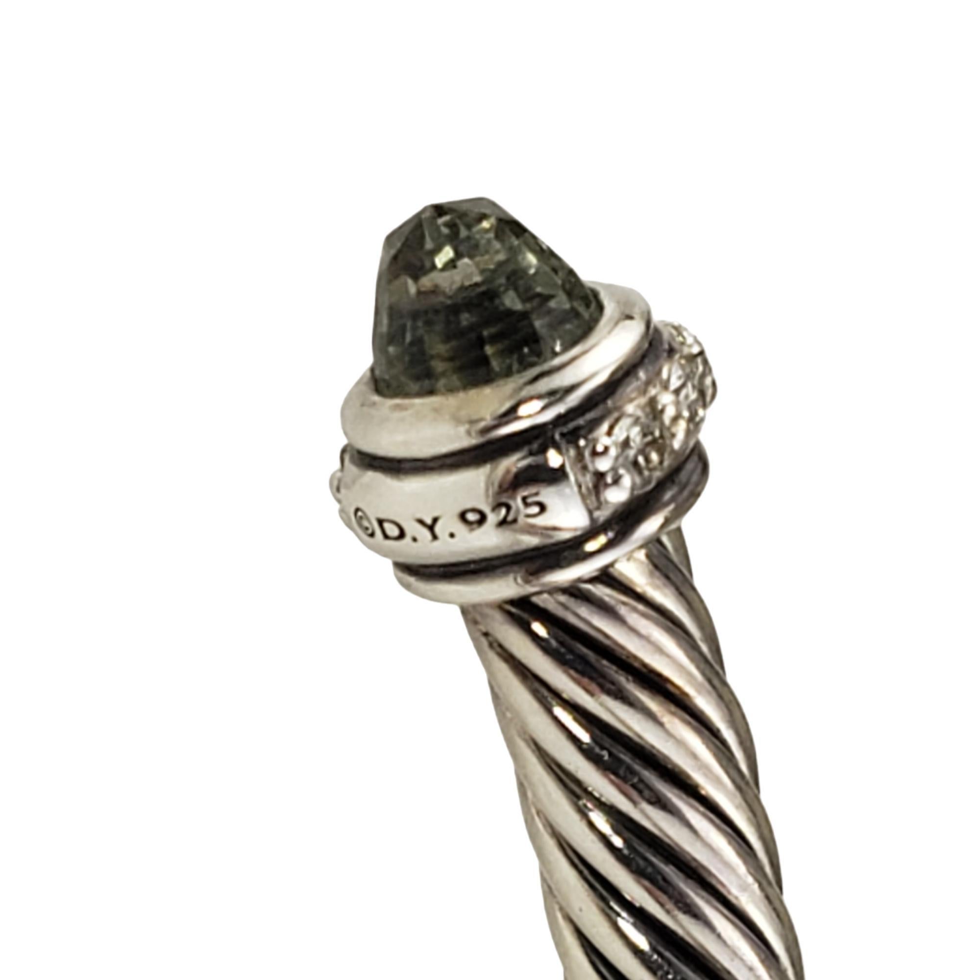 Women's David Yurman Sterling Silver Prasiolite & Diamond Cable Bracelet #17055