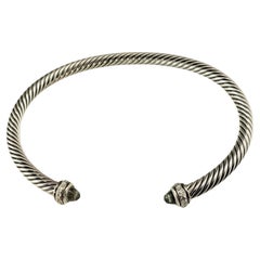David Yurman Sterling Silver Prasiolite & Diamond Cable Bracelet #17055