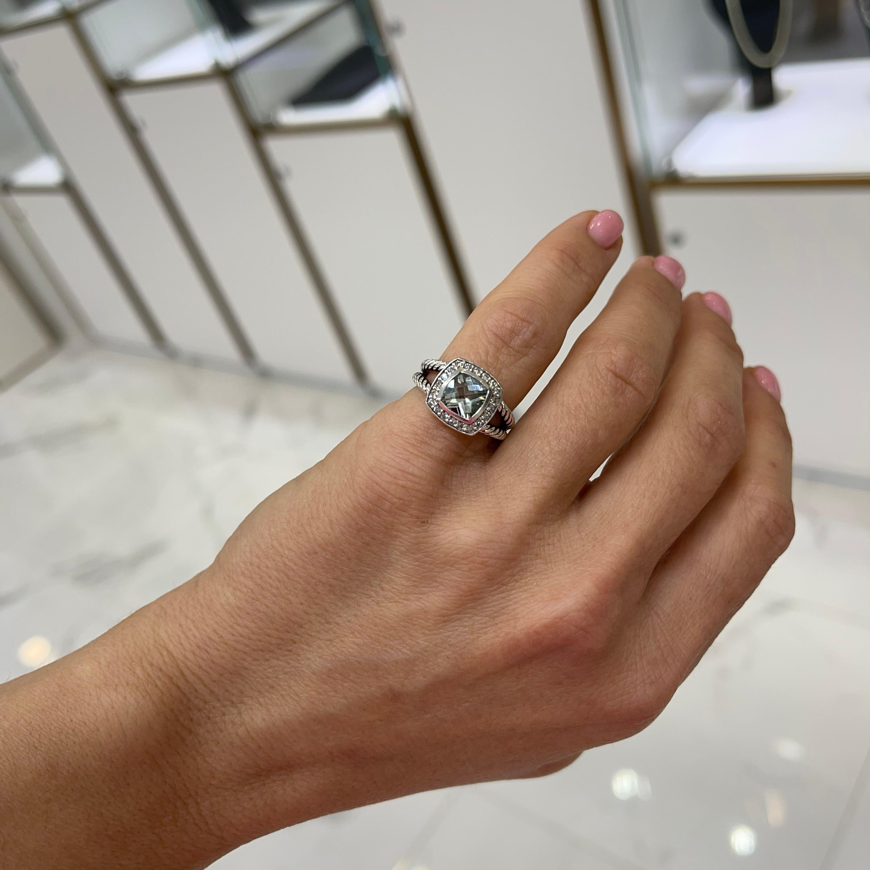 Filigree Ring Sterling Silver Prasiolite Ring Emerald Cut Rings for Women 2.40 Carats February Birthstone Green Amethyst Jewelry Prasiolite Jewelry Gold Filigree Rings for Women