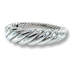 David Yurman Sterling Silver Pure Form Cable Bangle Bracelet Medium Size