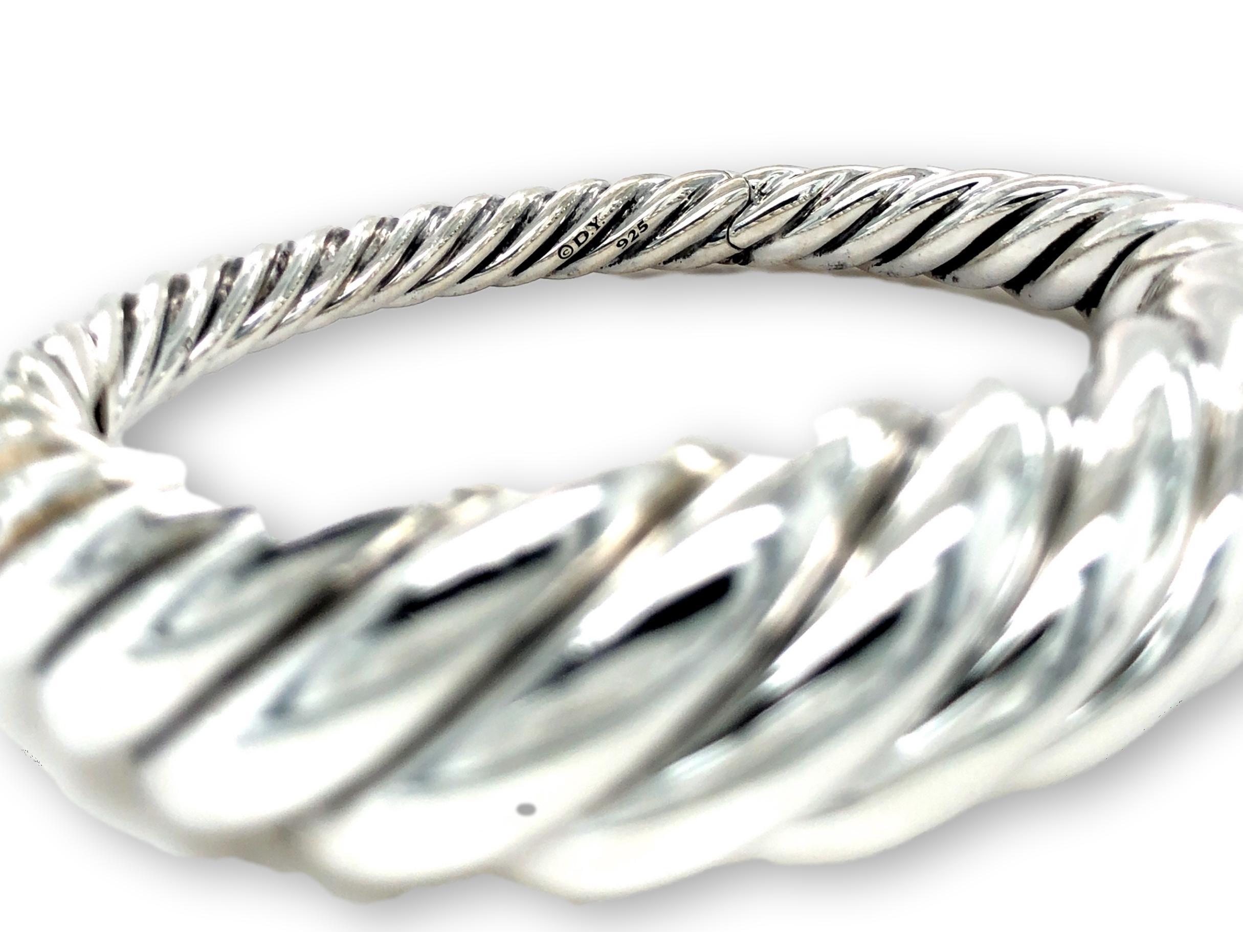Modern David Yurman Sterling Silver Pure Form Cable Bangle Bracelet Medium Size