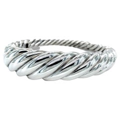 David Yurman Sterling Silver Pure Form Cable Bangle Bracelet Medium Size