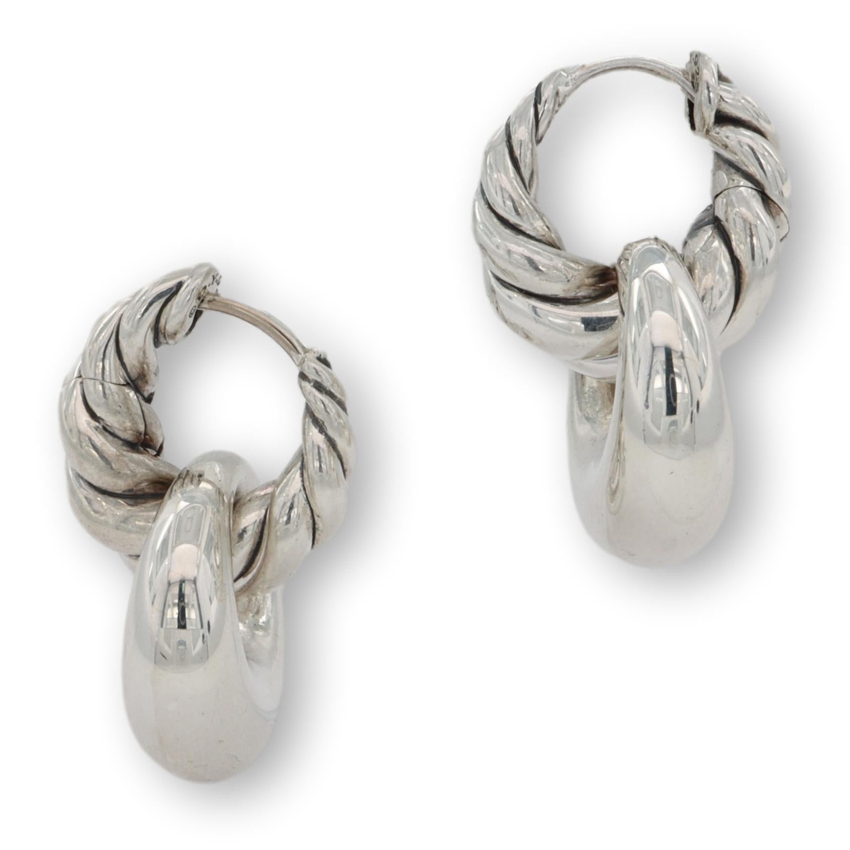 Modern David Yurman Sterling Silver Pure Form Door Knocker Earrings