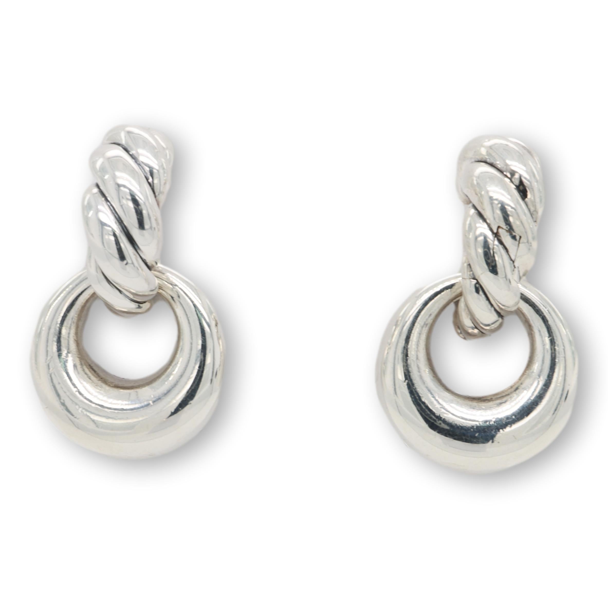 David Yurman Sterling Silver Pure Form Door Knocker Earrings In Good Condition In New York, NY