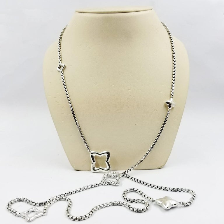David Yurman Sterling Silver Quatrefoil Long Necklace at 1stDibs