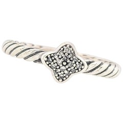 David Yurman Sterling Silver Quatrefoil Ring with Diamonds