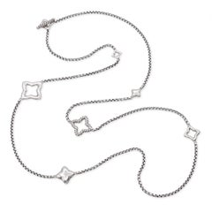 David Yurman Sterling Silver Quatrefoil Station Necklace