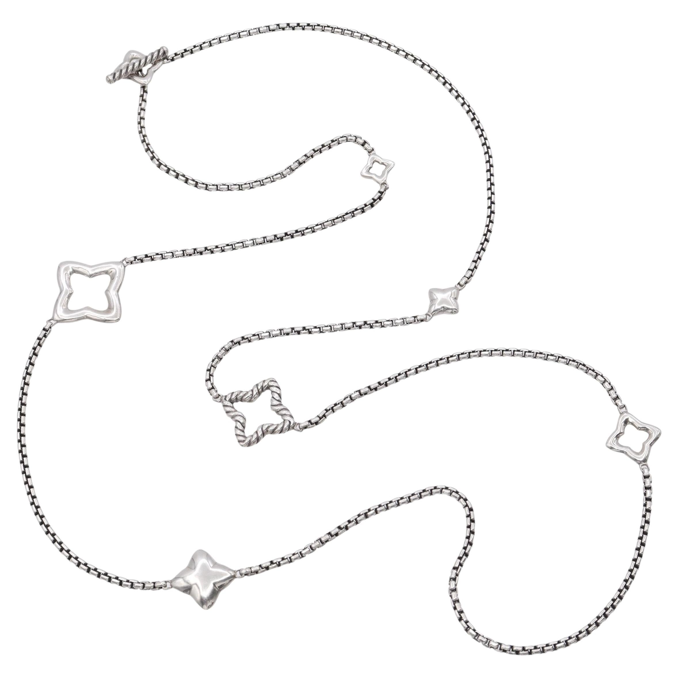 David Yurman Sterling Silver Quatrefoil Station Necklace