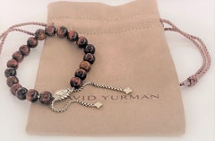 David Yurman Bracciale di perle spirituali in argento sterling con occhio di tigre rosso da 8 mm