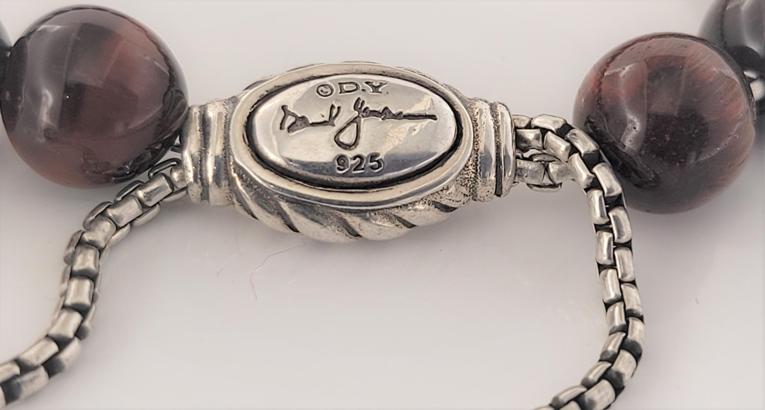 David Yurman, bracelet de perles spirituelles en argent sterling rouge œil de tigre 8 mm Pour femmes en vente