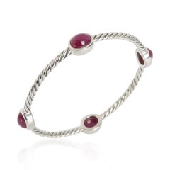 David Yurman Sterling Silver Ruby Cable Station Bracelet