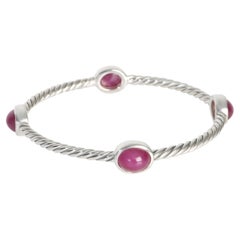 David Yurman Sterling Silver Ruby Cable Station Bracelet