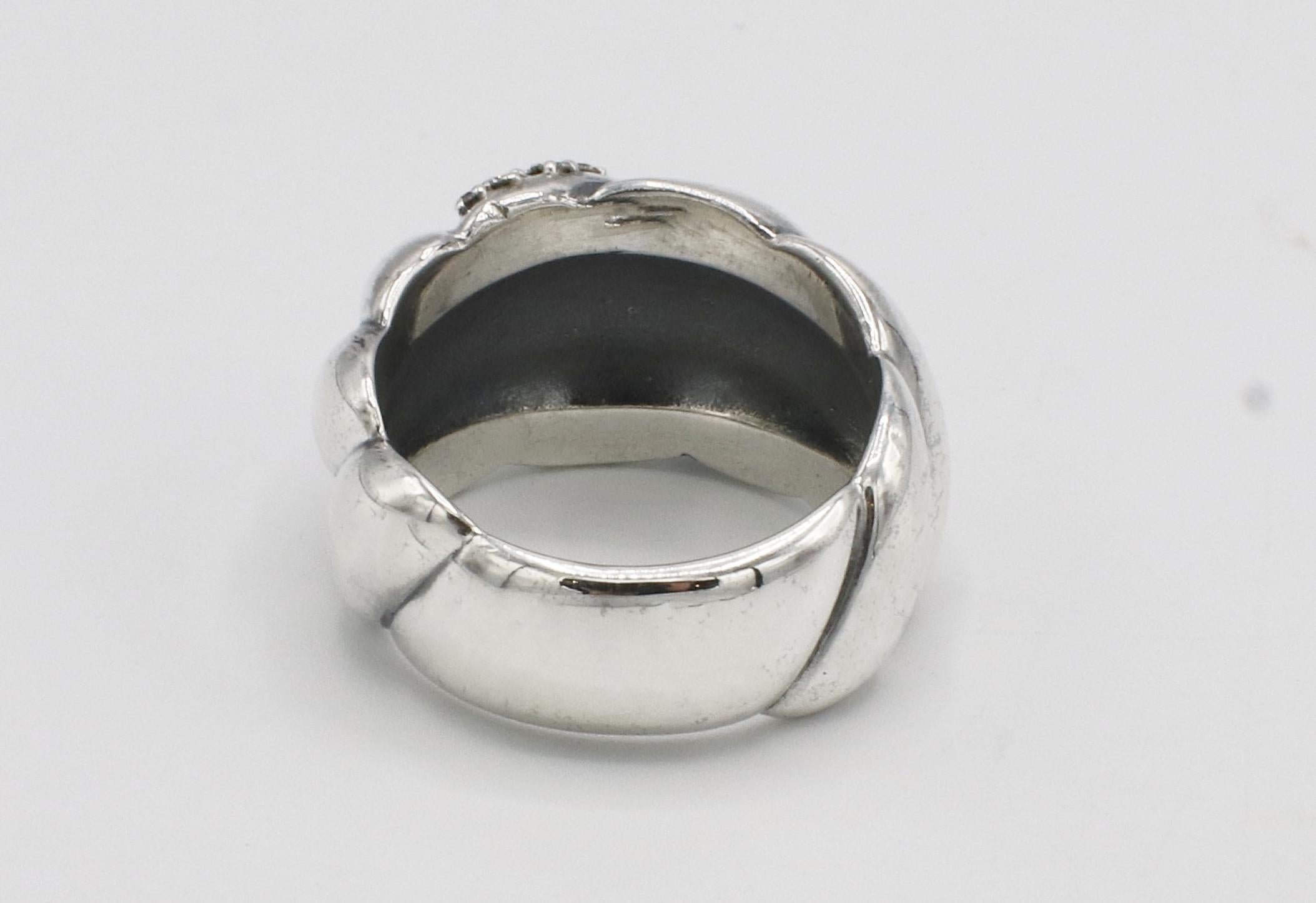 David Yurman Sterlingsilber-Diamant-Ring mit geformtem Kabel  (Rundschliff) im Angebot