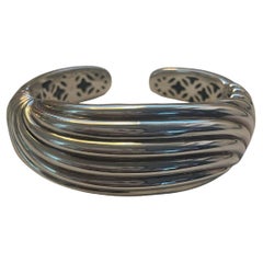 David Yurman Sterling Silver Sculpted Cable Hinge Cuff Bracelet rt $1, 100