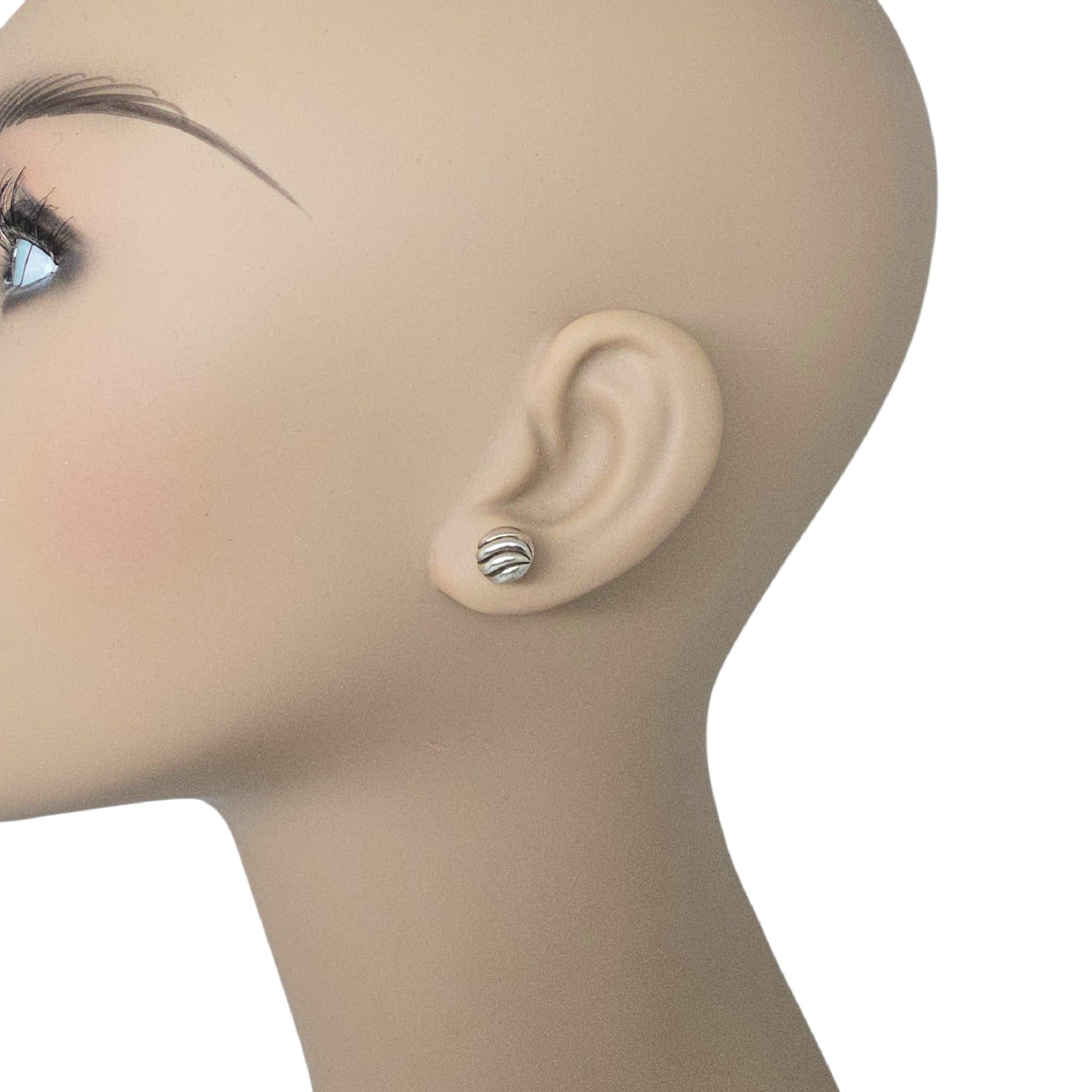 David Yurman Sterling Silver Sculpted Cable Stud Earrings 14K Gold Posts #24098 in vendita 6