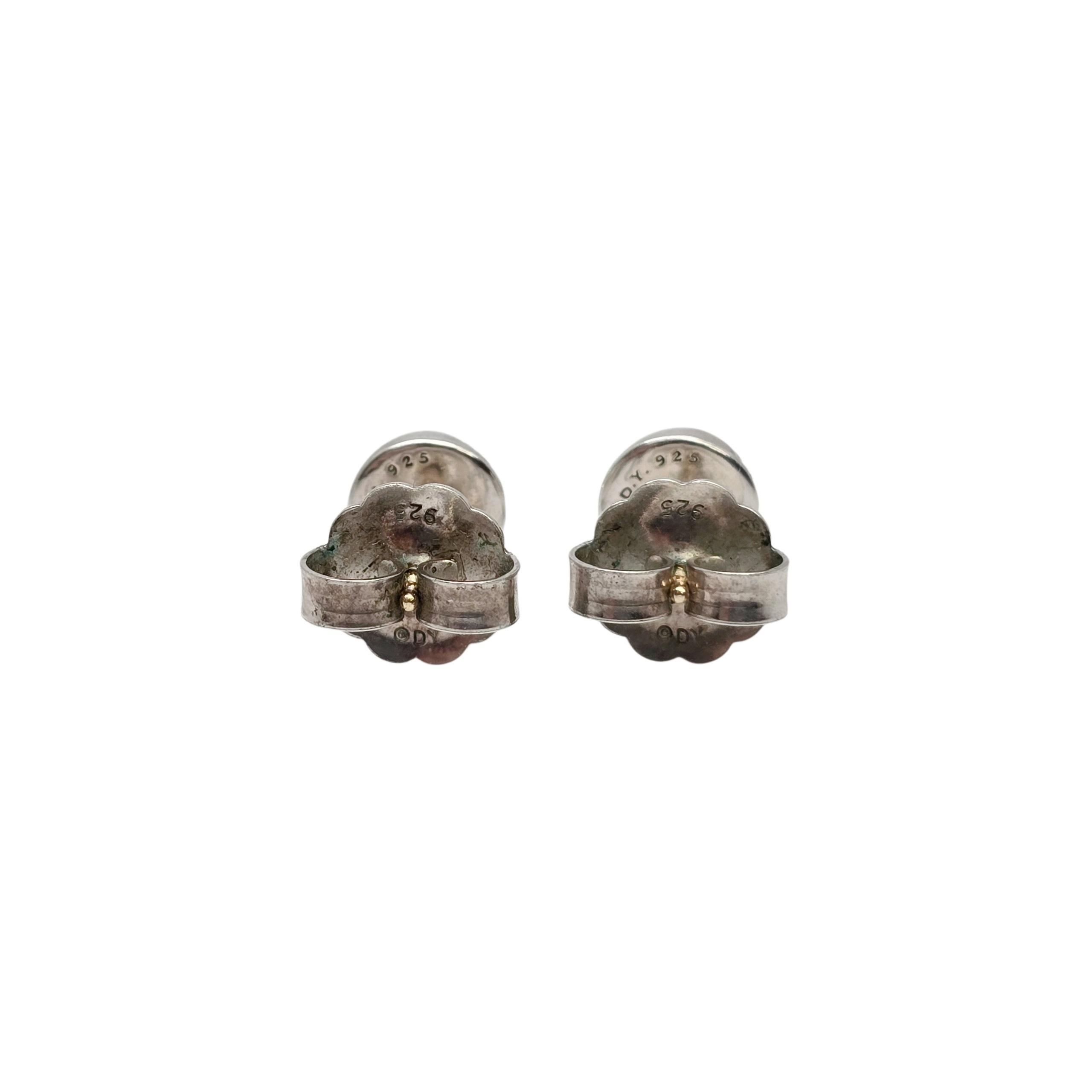 David Yurman Sterling Silver Sculpted Cable Stud Earrings 14K Gold Posts #24098 In condizioni buone in vendita a Washington Depot, CT