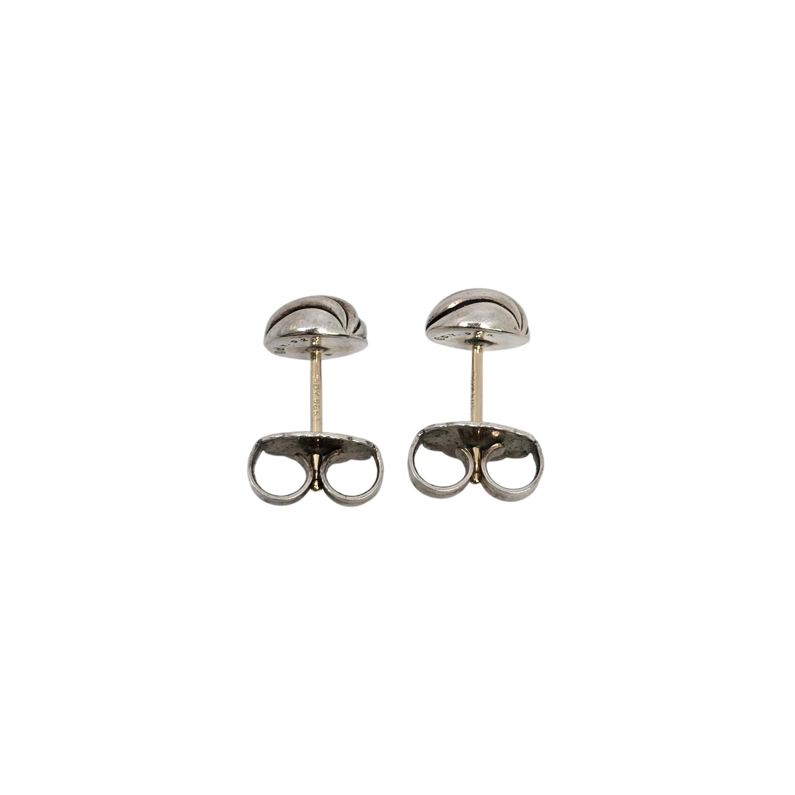 Donna David Yurman Sterling Silver Sculpted Cable Stud Earrings 14K Gold Posts #24098 in vendita