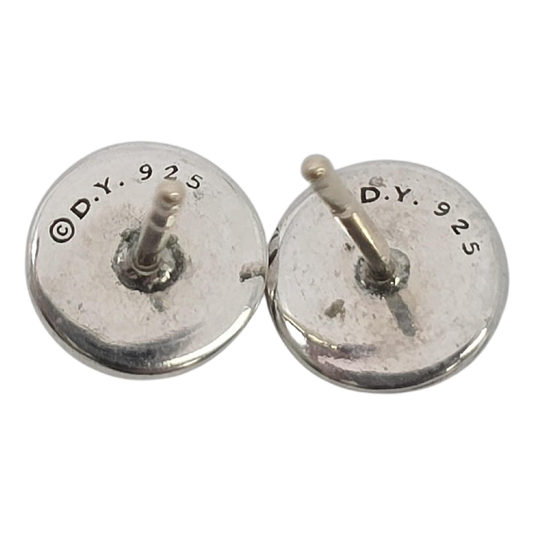 David Yurman Sterling Silver Sculpted Cable Stud Earrings 14K Gold Posts #24098 in vendita 2