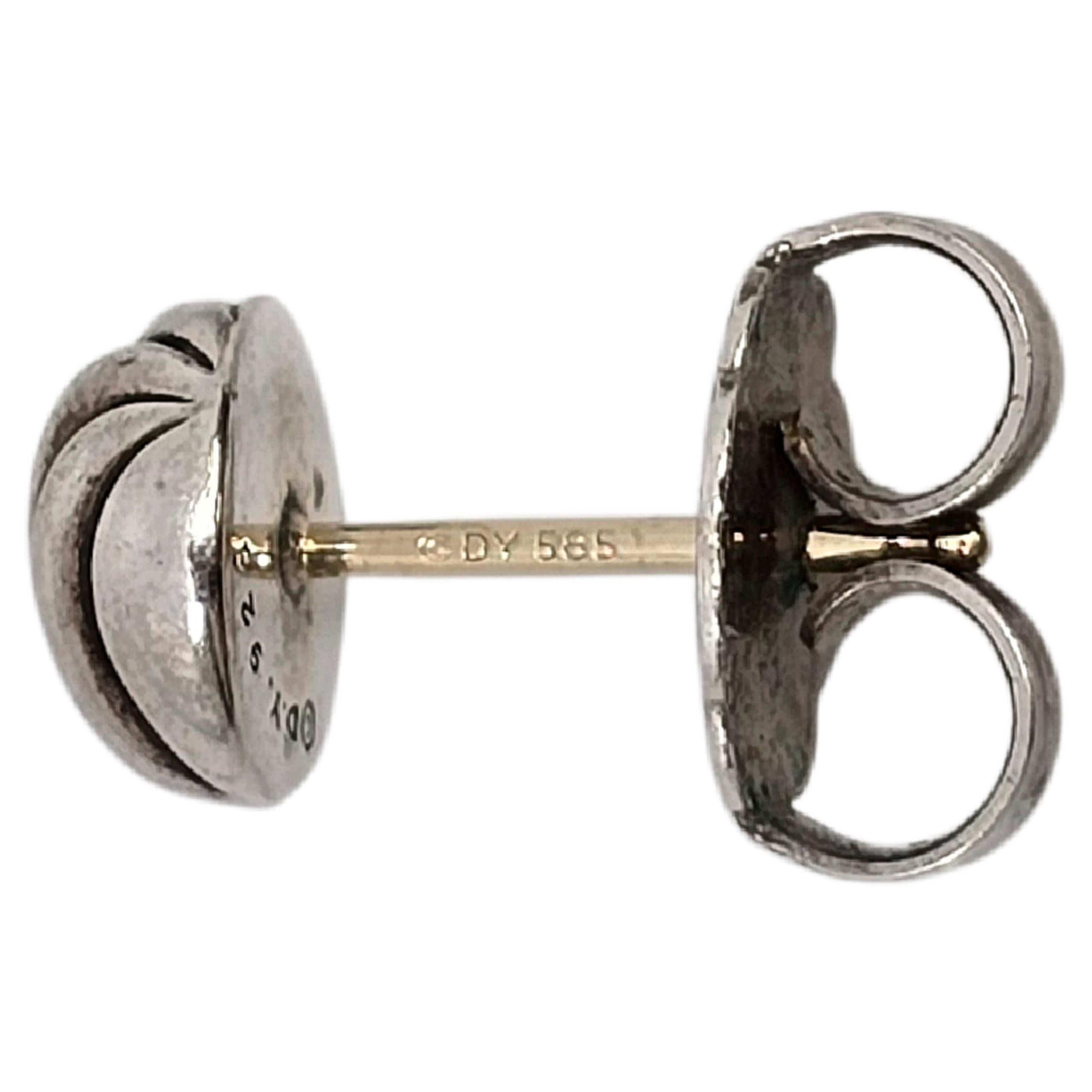 David Yurman Sterling Silver Sculpted Cable Stud Earrings 14K Gold Posts #24098 in vendita 3