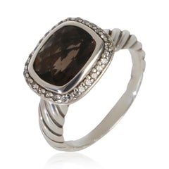 David Yurman Sterling Silver Smokey Quartz and Diamond Noblesse Ring