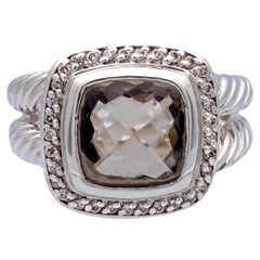 David Yurman Halo-Ring, Sterlingsilber Rauchquarz Albion Diamant
