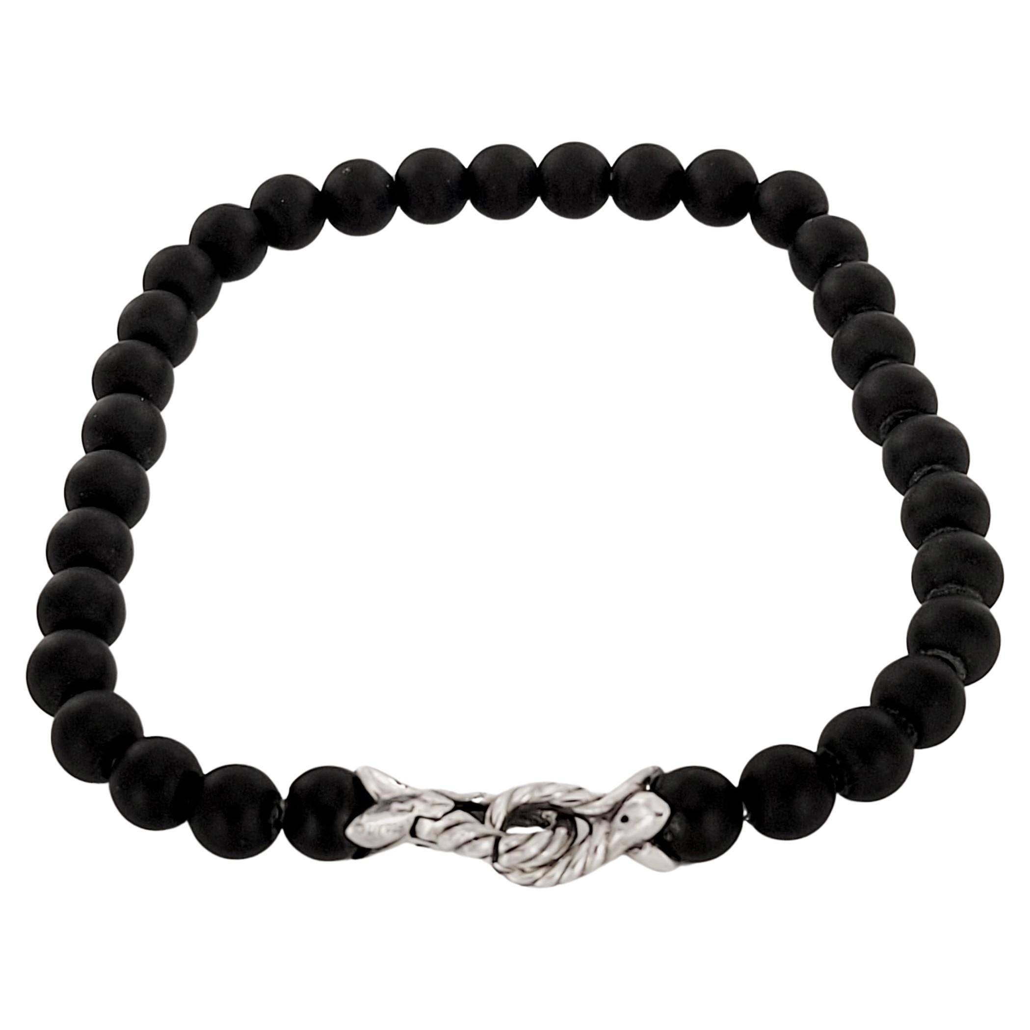 David Yurman Sterling Silver Spiritual Black Matte Onyx Beaded Bracelet