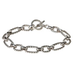 David Yurman Sterling Silver Square Cushion Link Toggle Bracelet