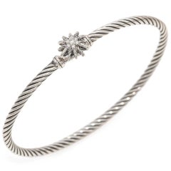 David Yurman Sterling Silver Starburst Diamond Single Station Cable bracelet