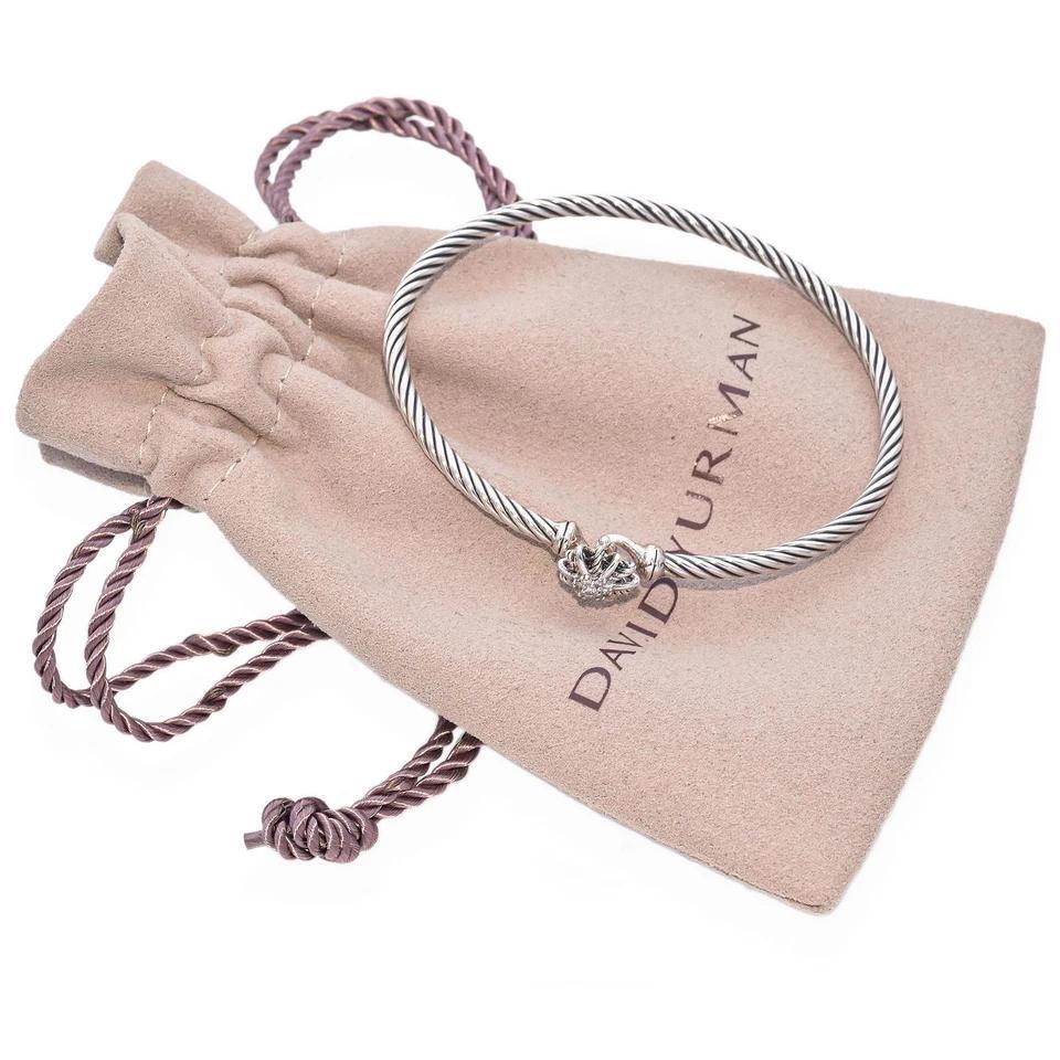 David Yurman Sterling Silver Starburst Diamond Single Station Cable bracelet 1