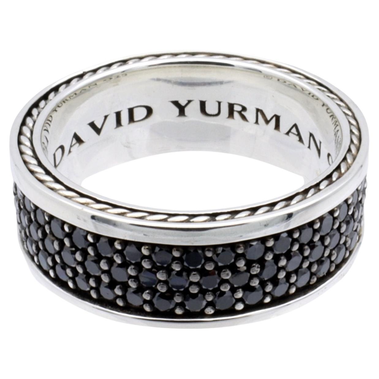 David Yurman Sterling Silver Streamline Pave Black Diamond Wide Band