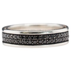 David Yurman Sterling Silver Streamline Two-Row Band Ring with Black Diamonds