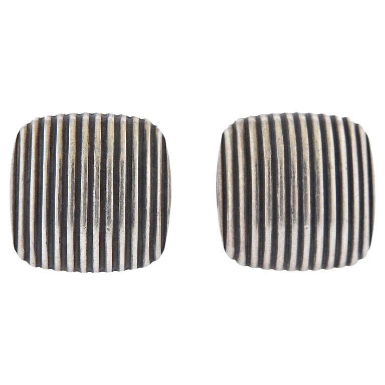 David Yurman Sterling Silver Striped Cufflinks at 1stDibs