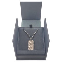 David Yurman Sterling Silver Tag Pendant Necklace with Box #17675