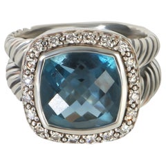 David Yurman Sterling Silver Topaz and Diamond Albion Ring