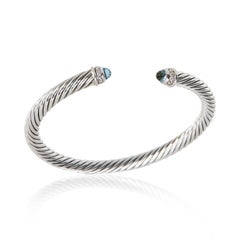 David Yurman Sterling Silver Topaz and Diamond Cable Classic Bracelet