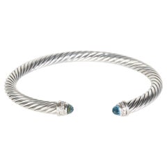 David Yurman Sterling Silver Topaz and Diamond Cable Classic Bracelet