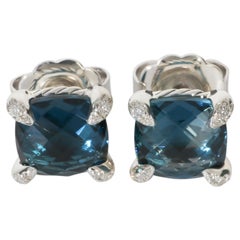 David Yurman Sterling Silver Topaz and Diamond Chatelaine Earrings