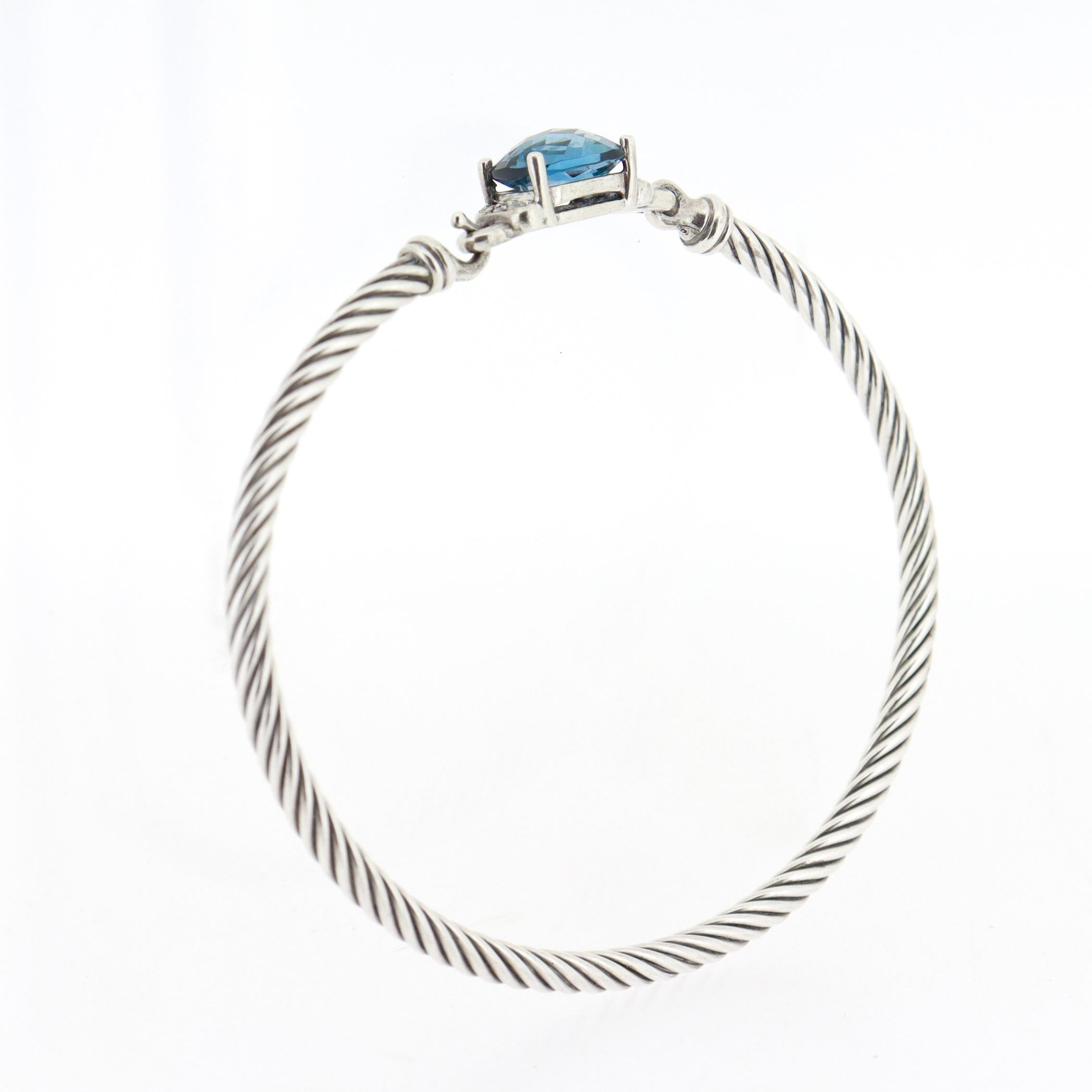 David Yurman Bracciale Wheaton in argento, topazio e diamanti da 3 mm in vendita 5