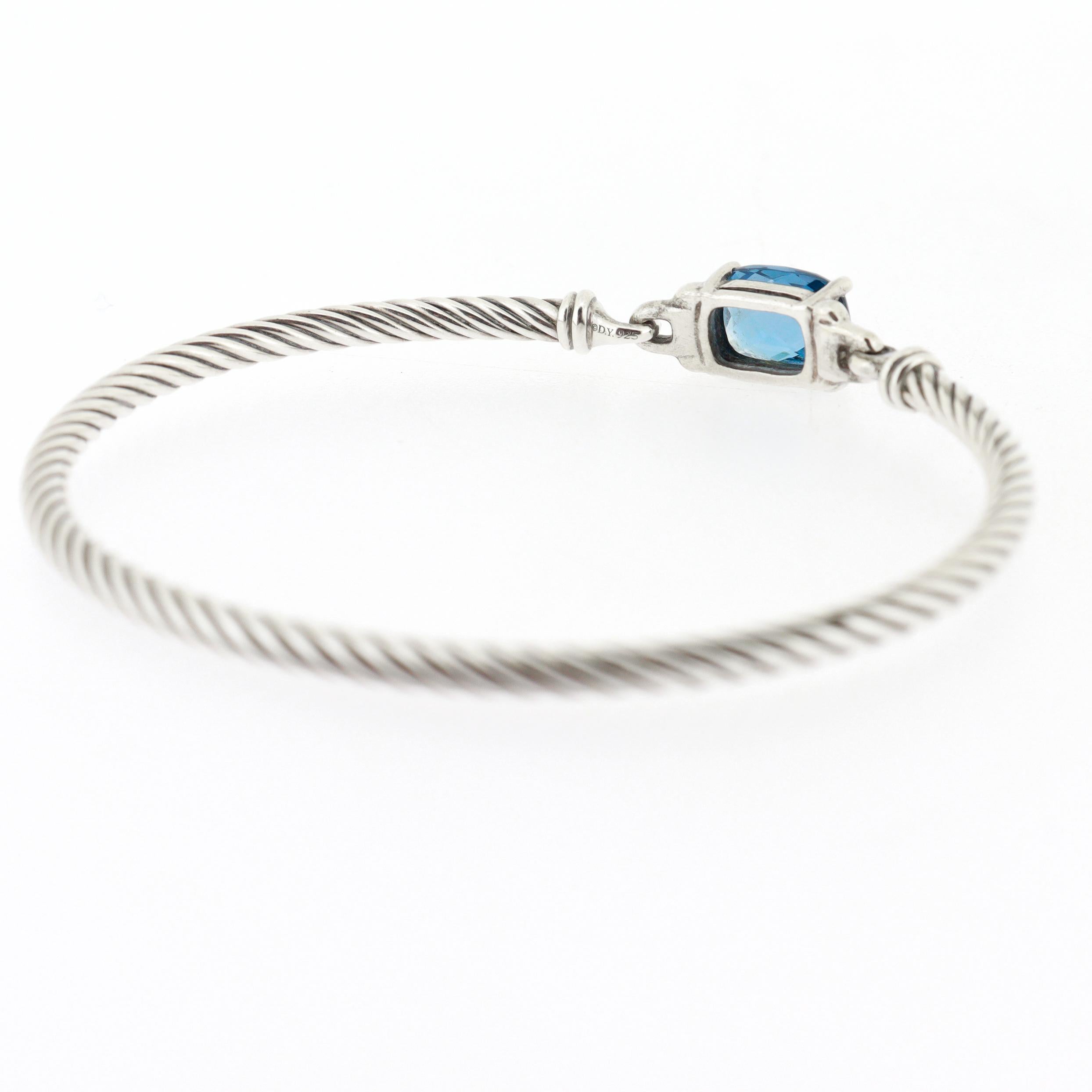 David Yurman Bracciale Wheaton in argento, topazio e diamanti da 3 mm in vendita 6